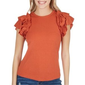 Stem & Vine YELLOW tiered ruffle sleeve top